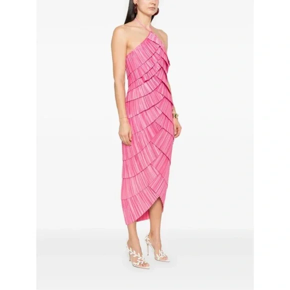 NWT Cult Gaia Pink Patrizia dress layered Evening Dresses NEW size 4 rosette - Picture 5 of 5